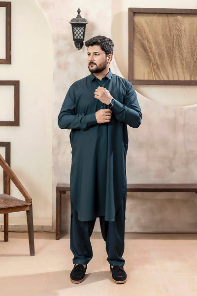 Dark Teal Kameez Shalwar
