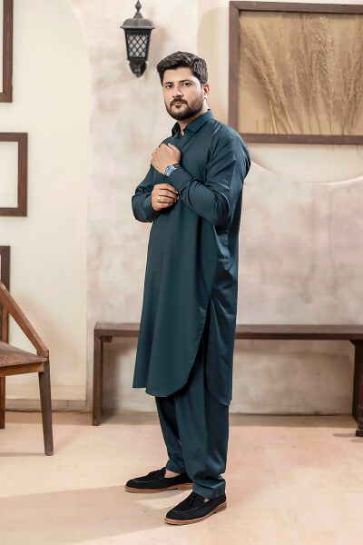 Dark Teal Kameez Shalwar