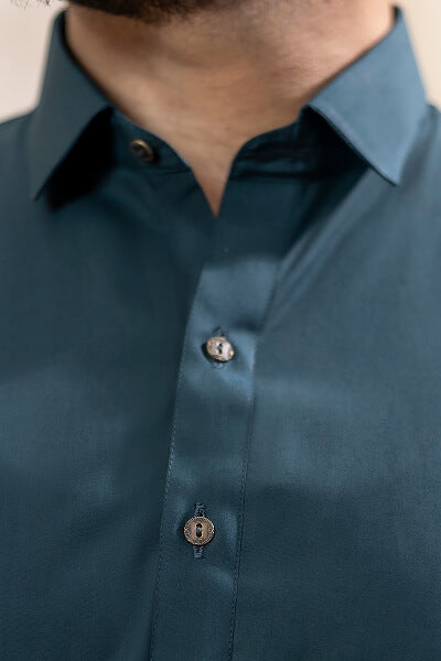 Dark Teal Kameez Shalwar
