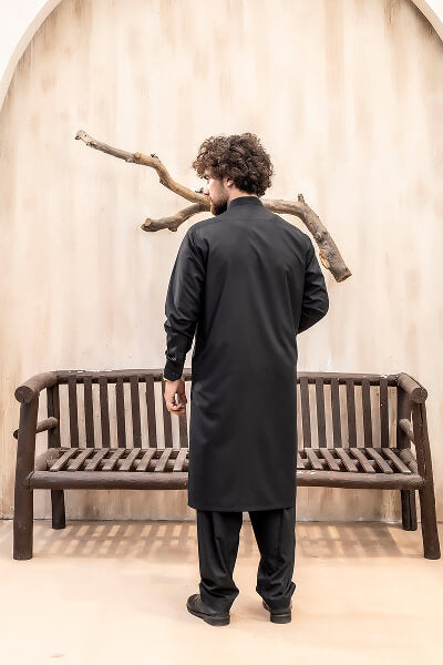 Jet Black Kameez Shalwar