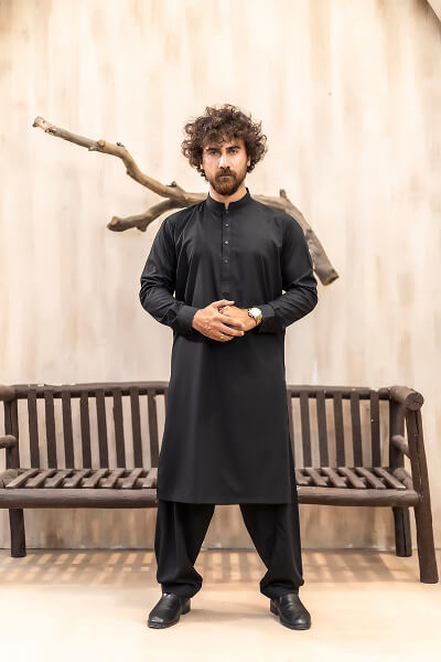 Jet Black Kameez Shalwar