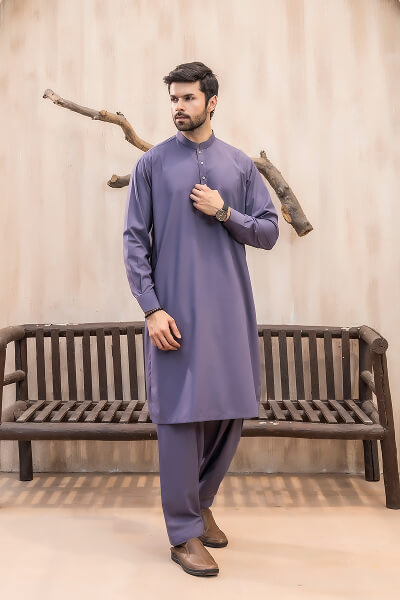 Dusty Blue Kameez Shalwar