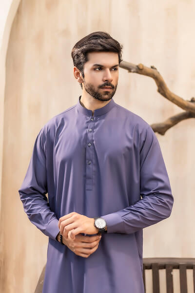 Dusty Blue Kameez Shalwar