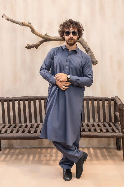 Royal Steel Blue Kameez Shalwar