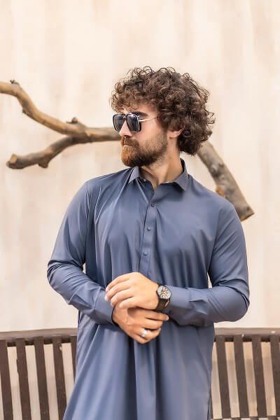 Royal Steel Blue Kameez Shalwar