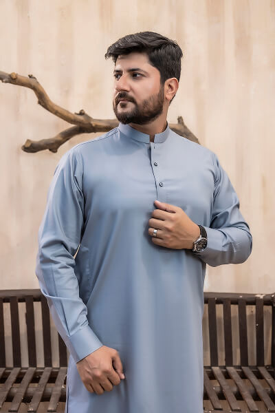 Sky Blue Grey  Kameez Shalwar