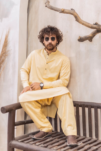 Butter Yellow Kameez Shalwar