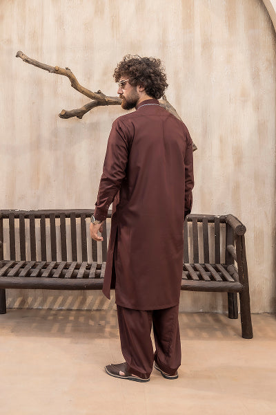 Maroon Brown Kameez Shalwar