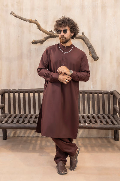 Maroon Brown Kameez Shalwar