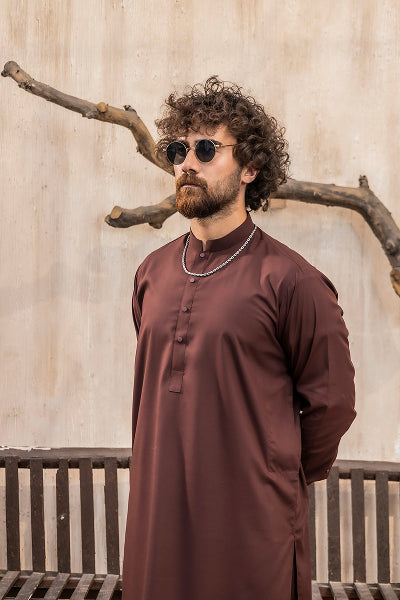 Maroon Brown Kameez Shalwar