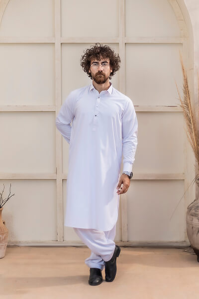 Lavender White Kameez Shalwar