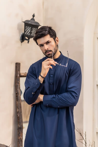 Navy Blue Kameez Shalwar