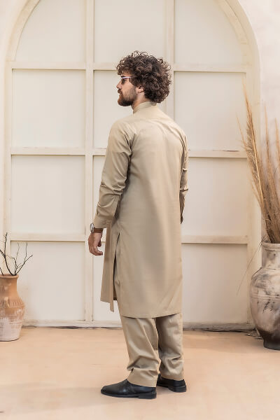 Sand Beige Kameez Shalwar