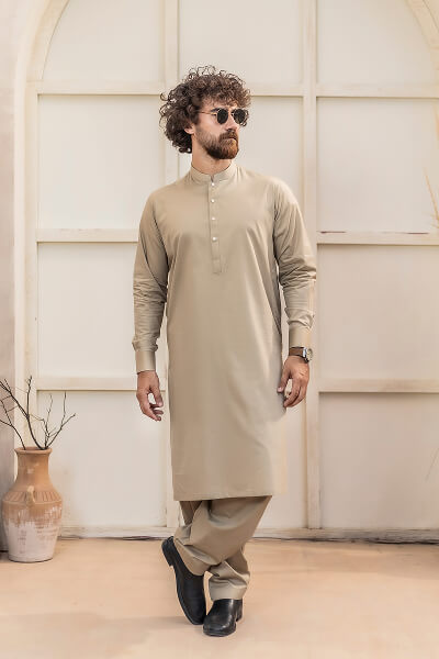 Sand Beige Kameez Shalwar