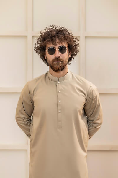 Sand Beige Kameez Shalwar
