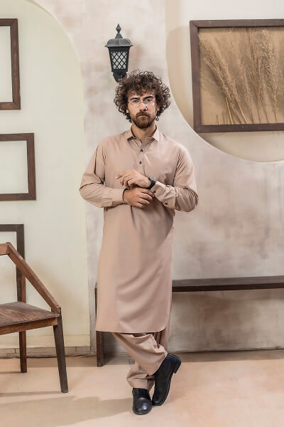 Dusty Beige Kameez Shalwar