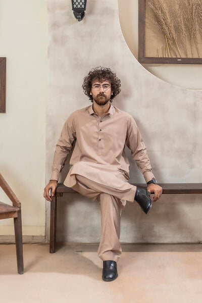 Dusty Beige Kameez Shalwar