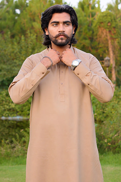 Dark Camel Kameez Shalwar