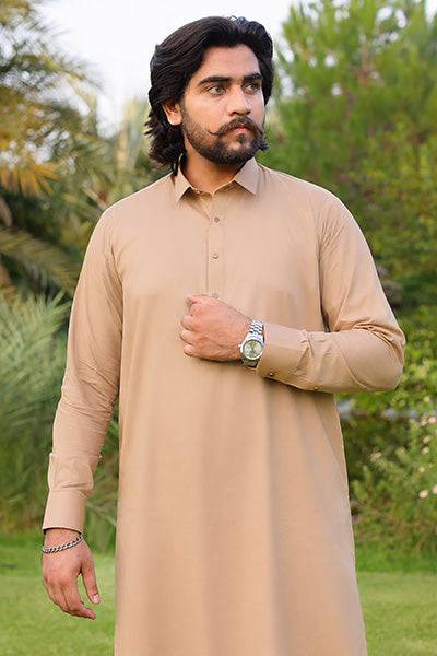 Dark Camel Kameez Shalwar