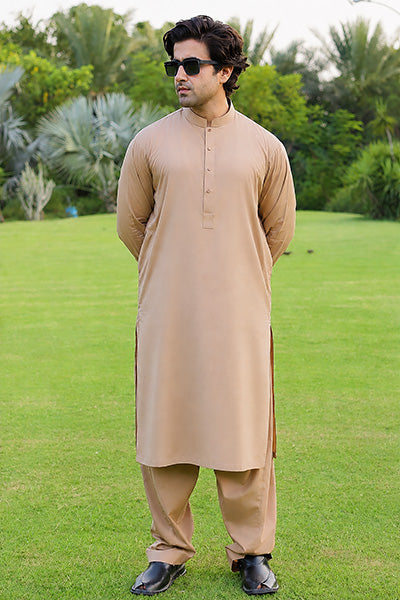 Dark Camel Kameez Shalwar