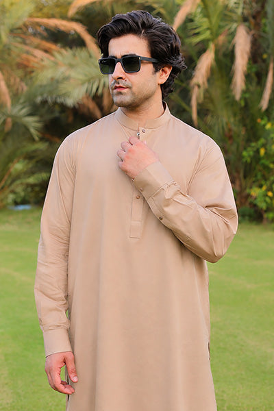 Dark Camel Kameez Shalwar