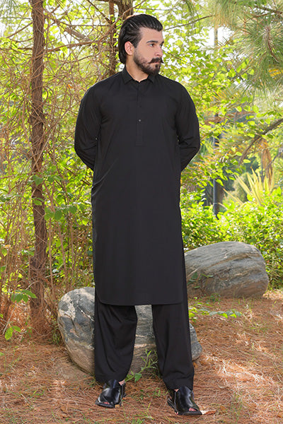 Jet Black Kameez Shalwar