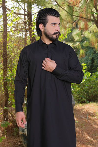 Jet Black Kameez Shalwar