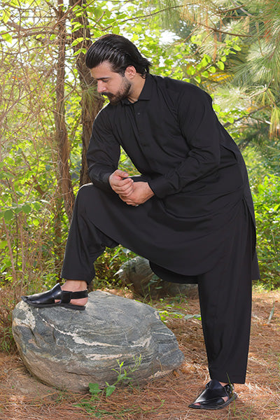Jet Black Kameez Shalwar