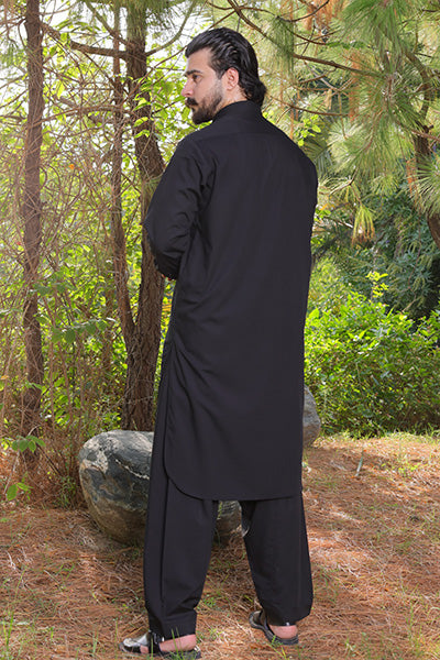 Jet Black Kameez Shalwar