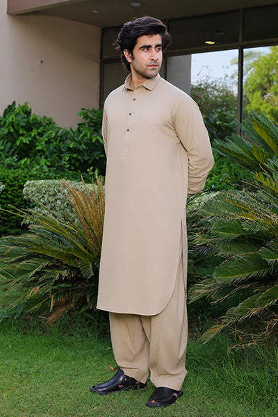 Sand Beige Kameez Shalwar