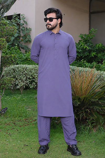 Dusty Blue Kameez Shalwar