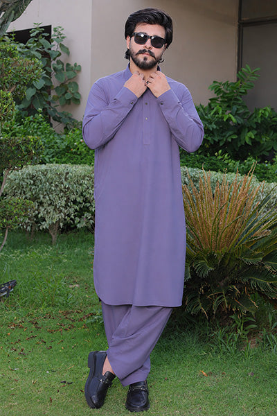 Dusty Blue Kameez Shalwar