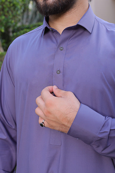 Dusty Blue Kameez Shalwar