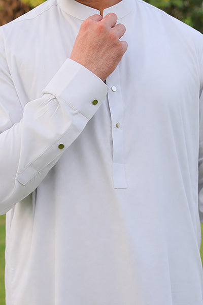 Milky White Kameez Shalwar